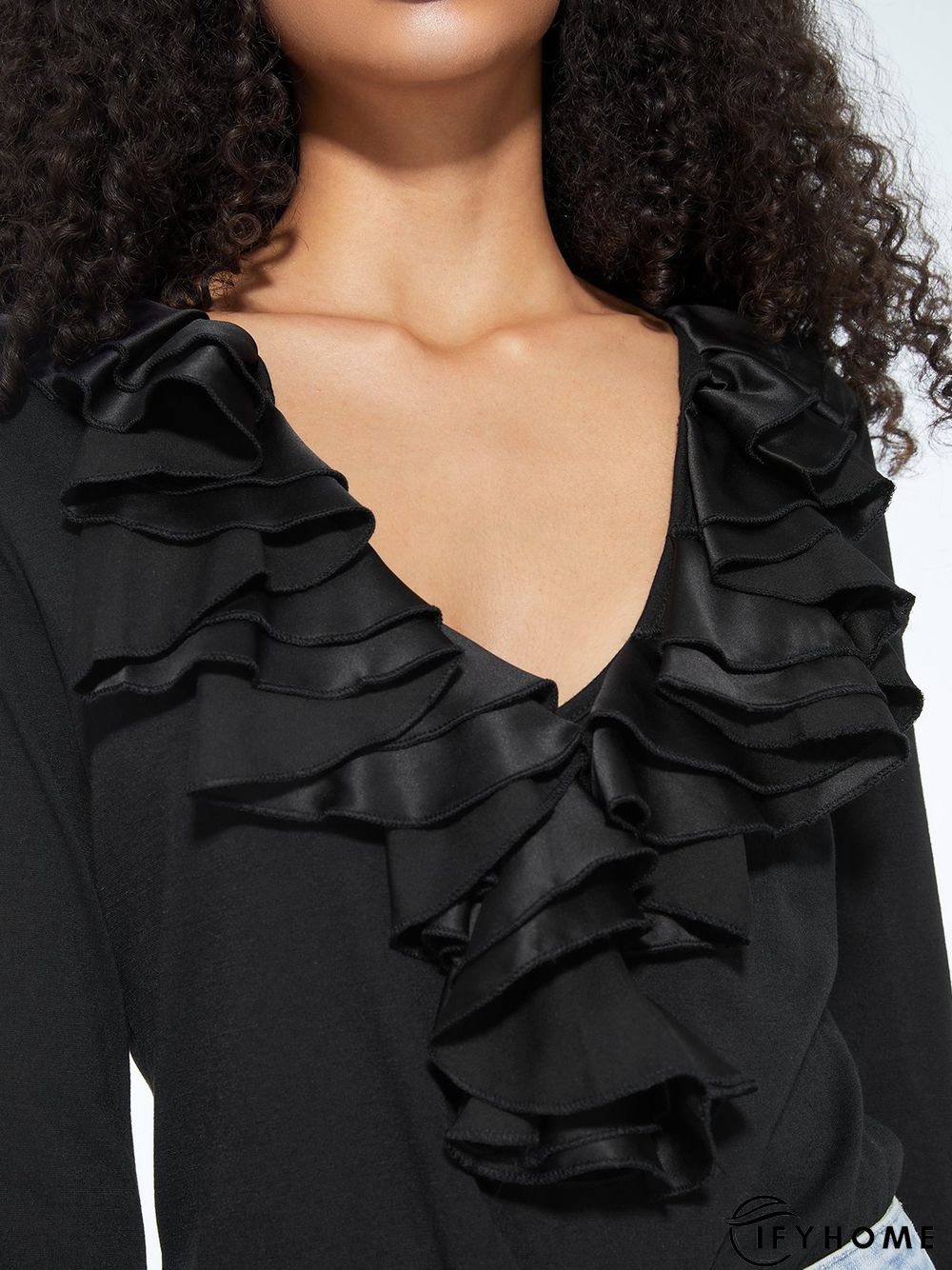 Black Long Sleeve Vintage Top | IFYHOME