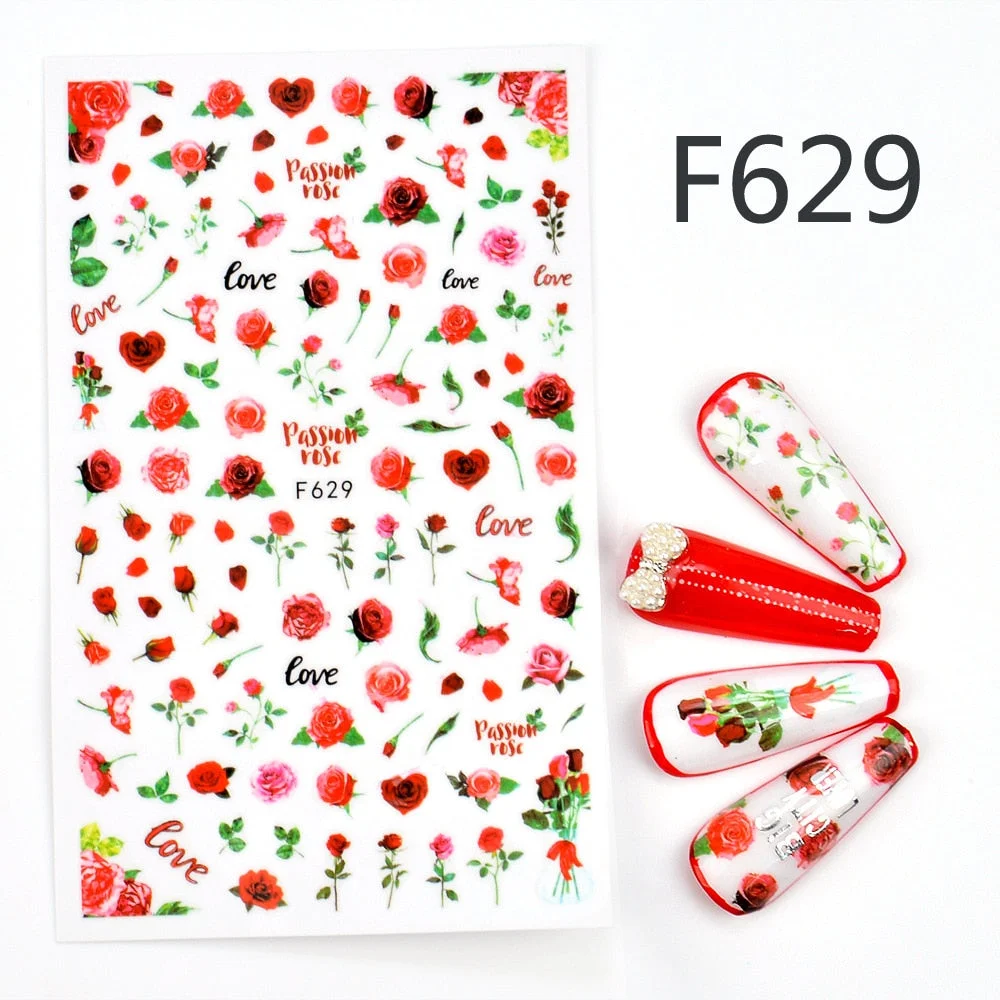 1PC Sexy Lady Shaped 3D Nail Stickers Character Face Image LOVE HEART Flower Decals Slider Black White DIY Nail Art Decorarion-Nail Inspo