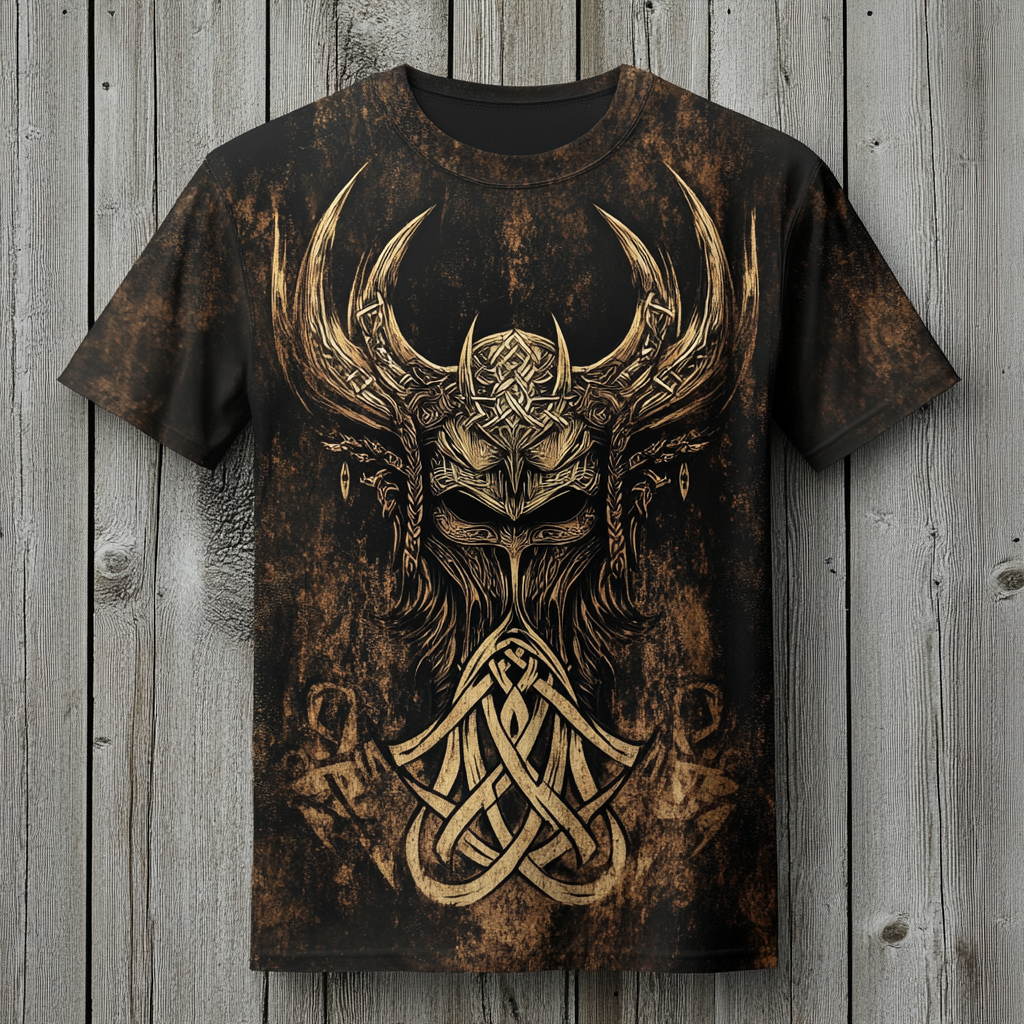 Men's Viking Odin Berserker Totem Vintage 3D Print T-shirt / Rvogue / Rvogue