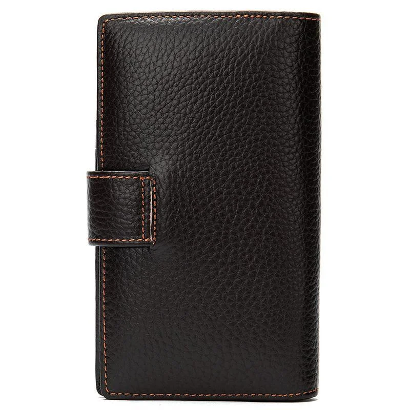 Men's Vintage Style Business Large Capacity Leather Buckle Retro Wallet