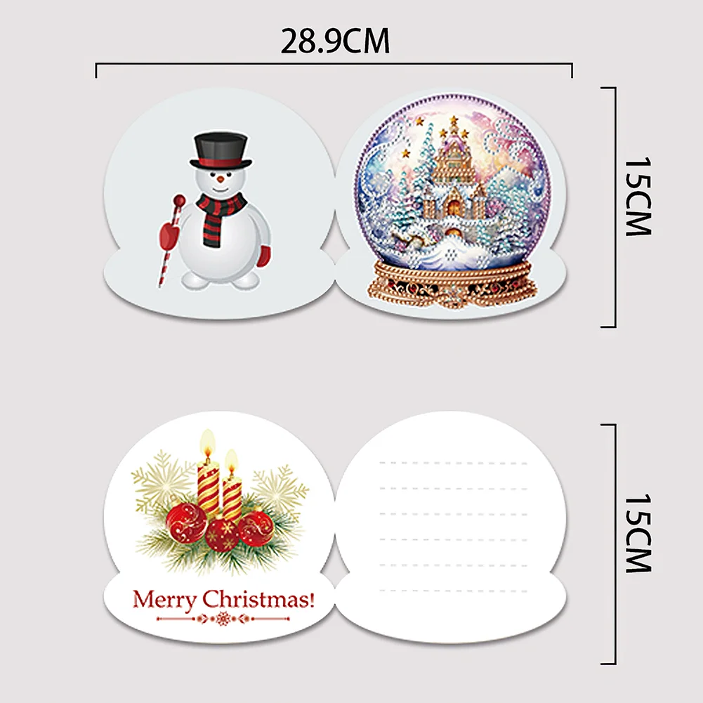 6pcs Xmas Atmosphere Special Shape Diamond Drawing Card Diamond Card【With White Envelope】