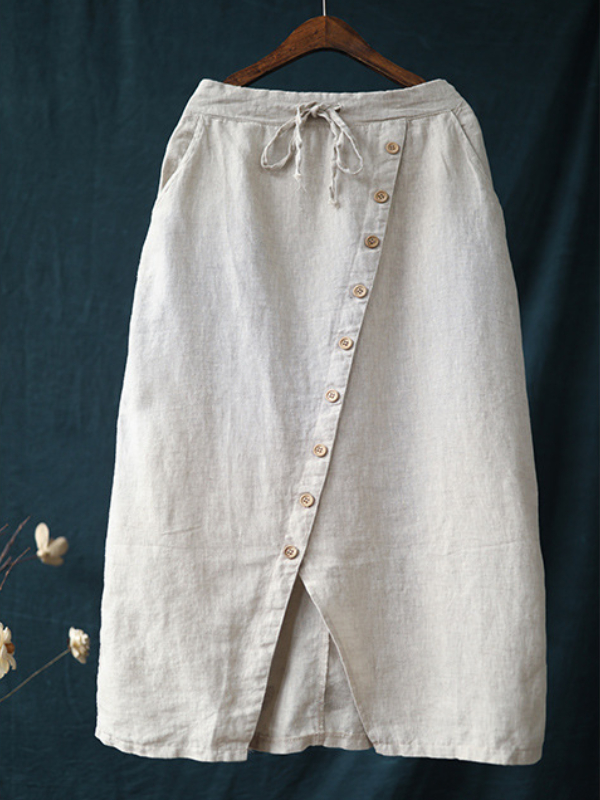 Notch Button Down Drawstring Skirt wearshes