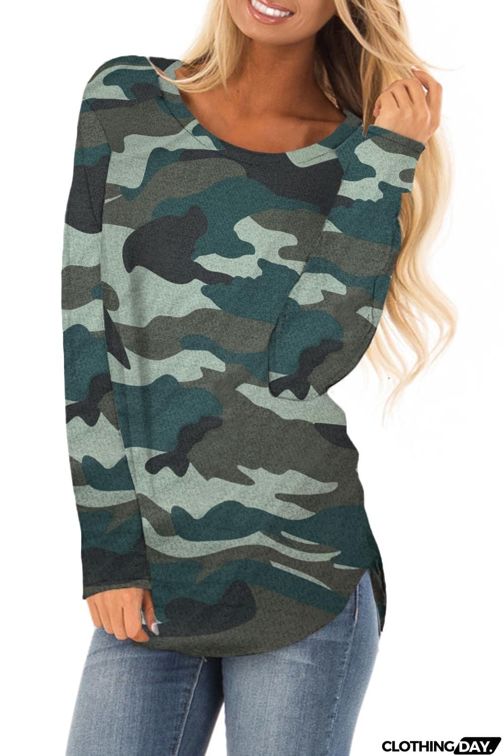 Stand For Something Camo Knit Top