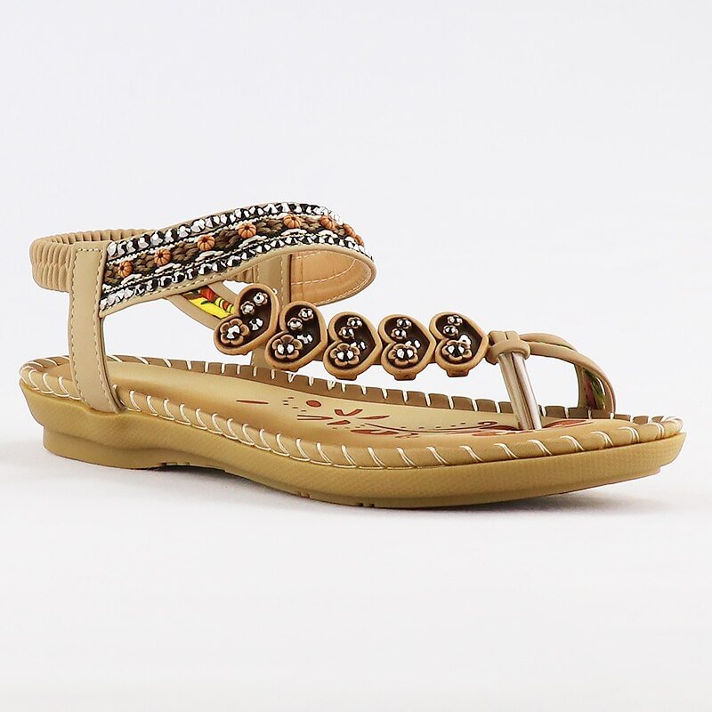 Women Sandals Resorts Toe Post Massage Crystal Flowers Print sandals High Quality Soft Ladies Summer Sandals 2021 New