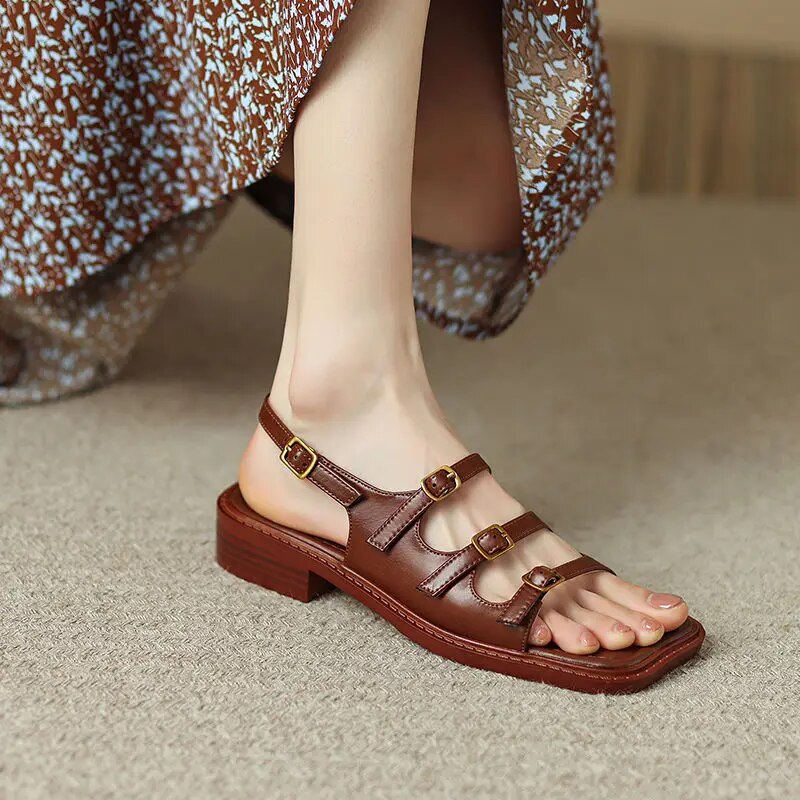 Sandals Women New Women Square Head Sandals Non Slip Low Heel Fashion Sandals ladies Shoes Women Summer Footwear