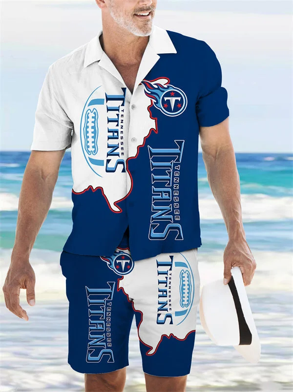 Tennessee Titans Mens Hawaiian Outfits 2 Piece Button Down Shirt