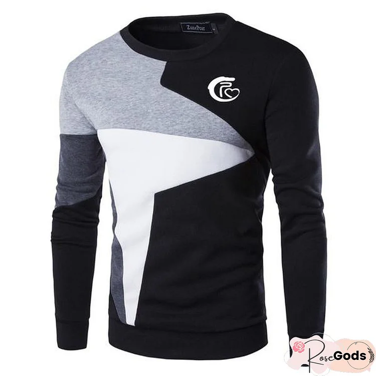 Men's Fashion Casual Stitching Long Sleeve Sweatshirt