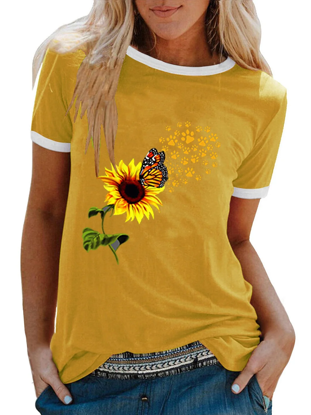 Women Half Sleeve V-neck Solid Color Dress