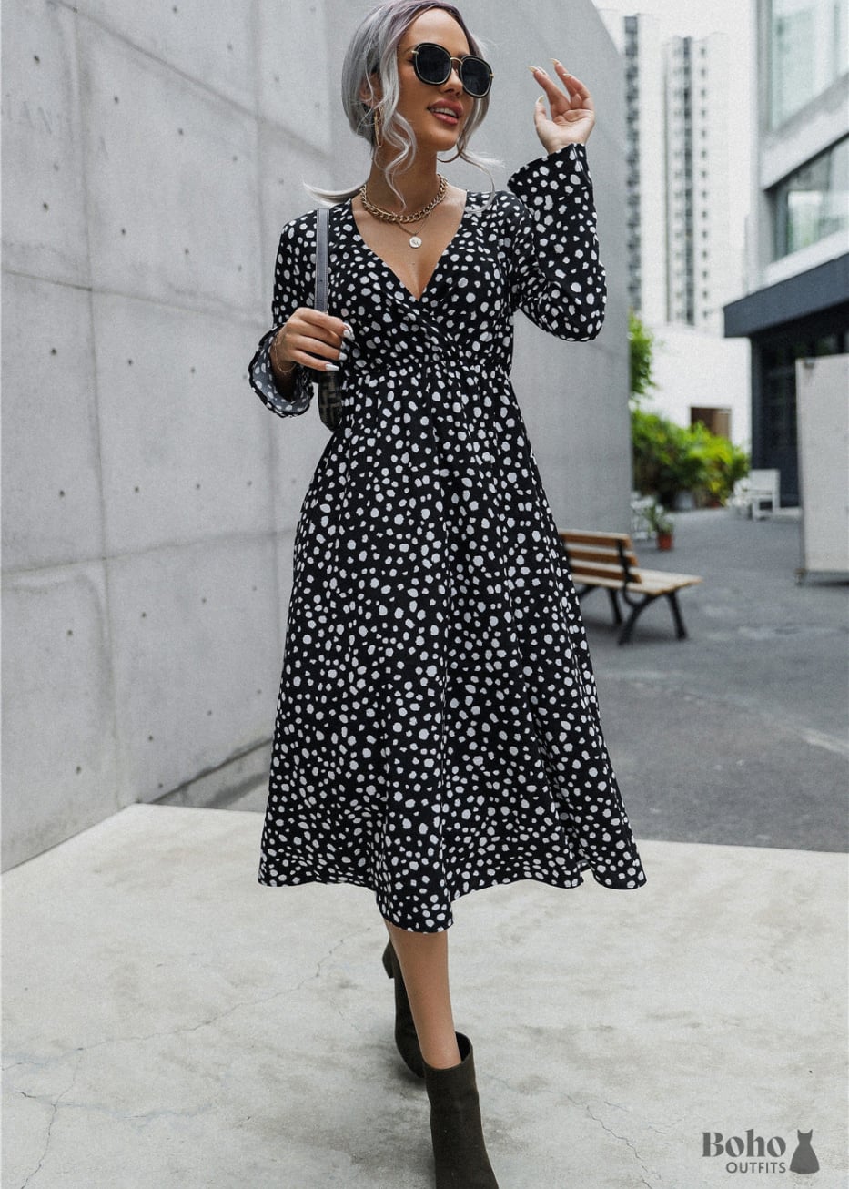Polka Dot Women black Dress