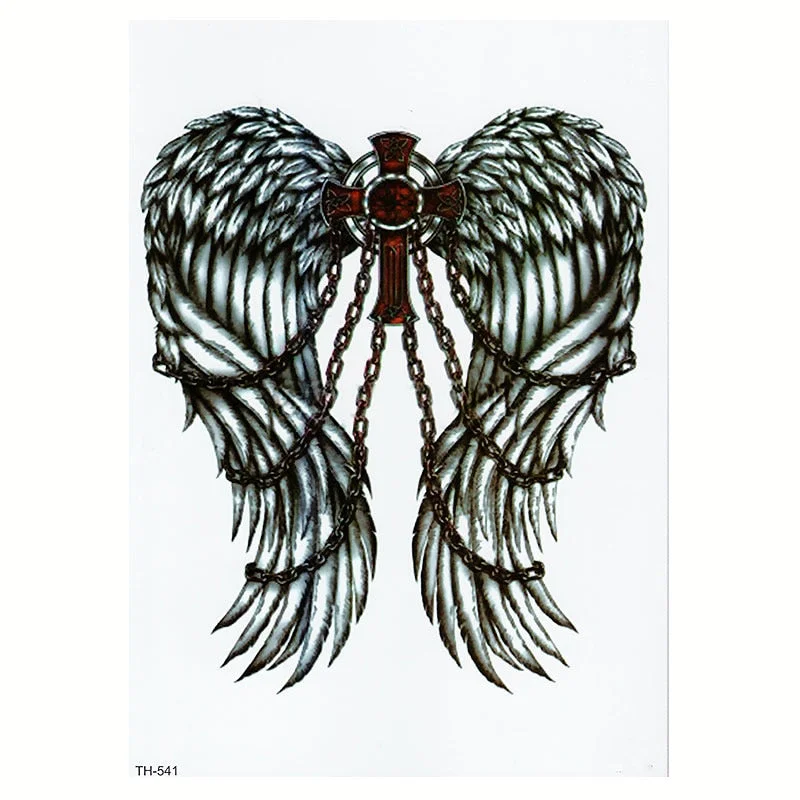 CROWN SKULL SCYTHE DEATH ANGEL WINGS CROSS TEMPORARY TATTOO, CRUCIFIX, BODY ART, MENS, WOMENS