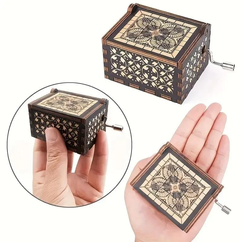 You Are My Sunshine Letter Pattern Music Box, 1 Count Hand Crank Wooden Vintage Laser Engraved Music Box, Gift for Birthday Anniversary Wedding You Are My Sunshine Letter Pattern Music Box, 1 Count Hand Crank Wooden Vintage Laser Engraved Music Box, Gift for Birthday Anniversary Wedding