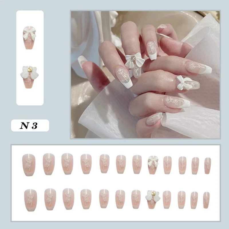 24pcs false nails matte Green Nails Patch with glue Removable Long Paragraph Fashion Manicure press on Nail tips free shipping-Nail Inspo