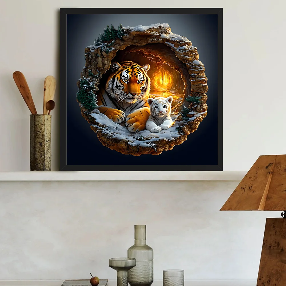 Diamond Painting - Full Round Drill - Cave Tiger(Canvas|30*30cm)