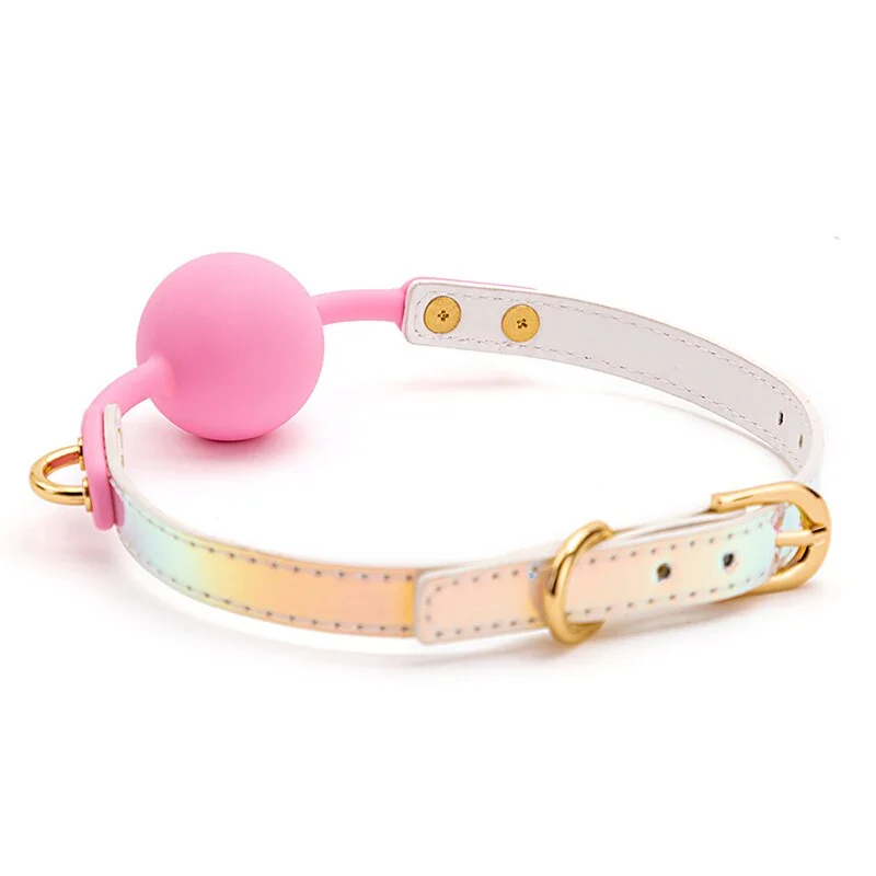 Billionm Sex Toys For Couples Adult Games Colorful Soft Silicone Ball Gag Oral Fixation PU Leather Conquer ToysBondage Mouth Gag
