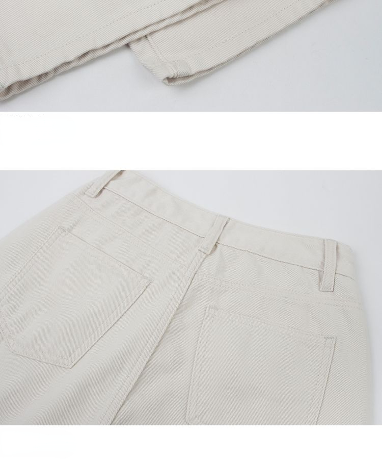 Ootddress Fashion High Waist For Women Straight Legg Slim Casual Summer 2025 Straight High Street Sweatpants Pocket Denim Trousers