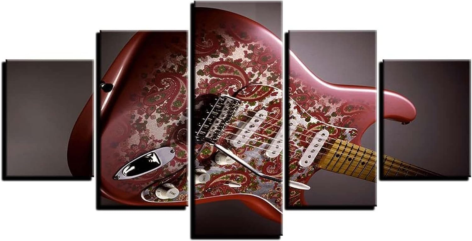 BIURKA Canvas Wall Art for Living Room Music Guitars Wall Art Poster Wall Art for Home Office Decorations Unframed 5Pcs 60x32inch Size2-150x80cm
