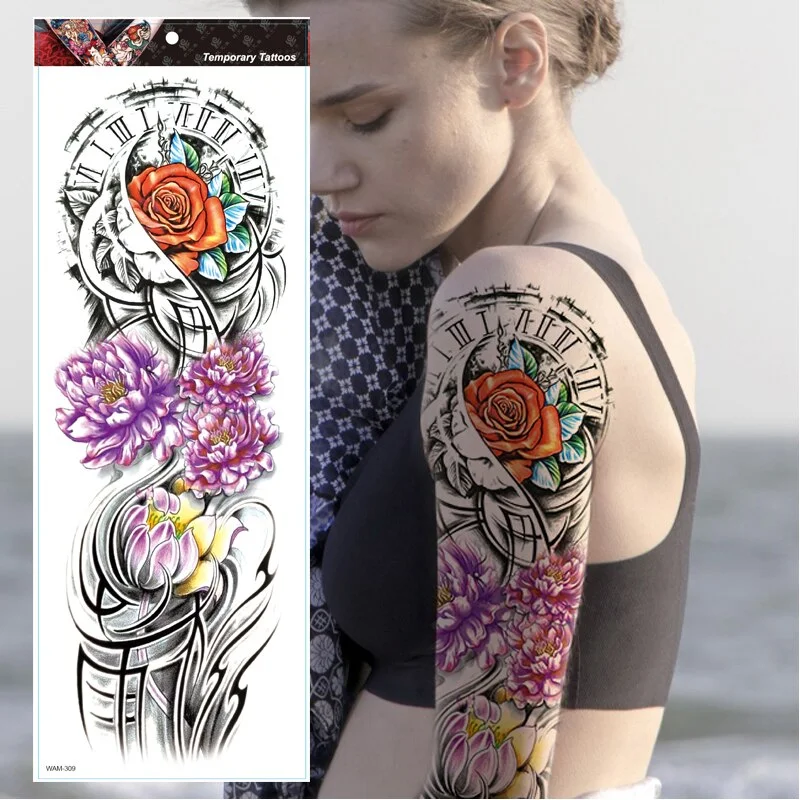 New 1 Piece Temporary Tattoo Sticker Tribal style Tattoo with Arm Body Art Large Fake Tattoo Sticker