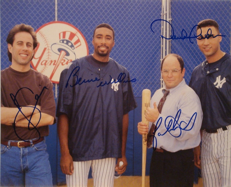 SEINFELD CAST SIGNED Photo Poster painting X4 Jerry Seinfeld, Jason Alexander, Bernie Williams & Derek Jeter wcoa