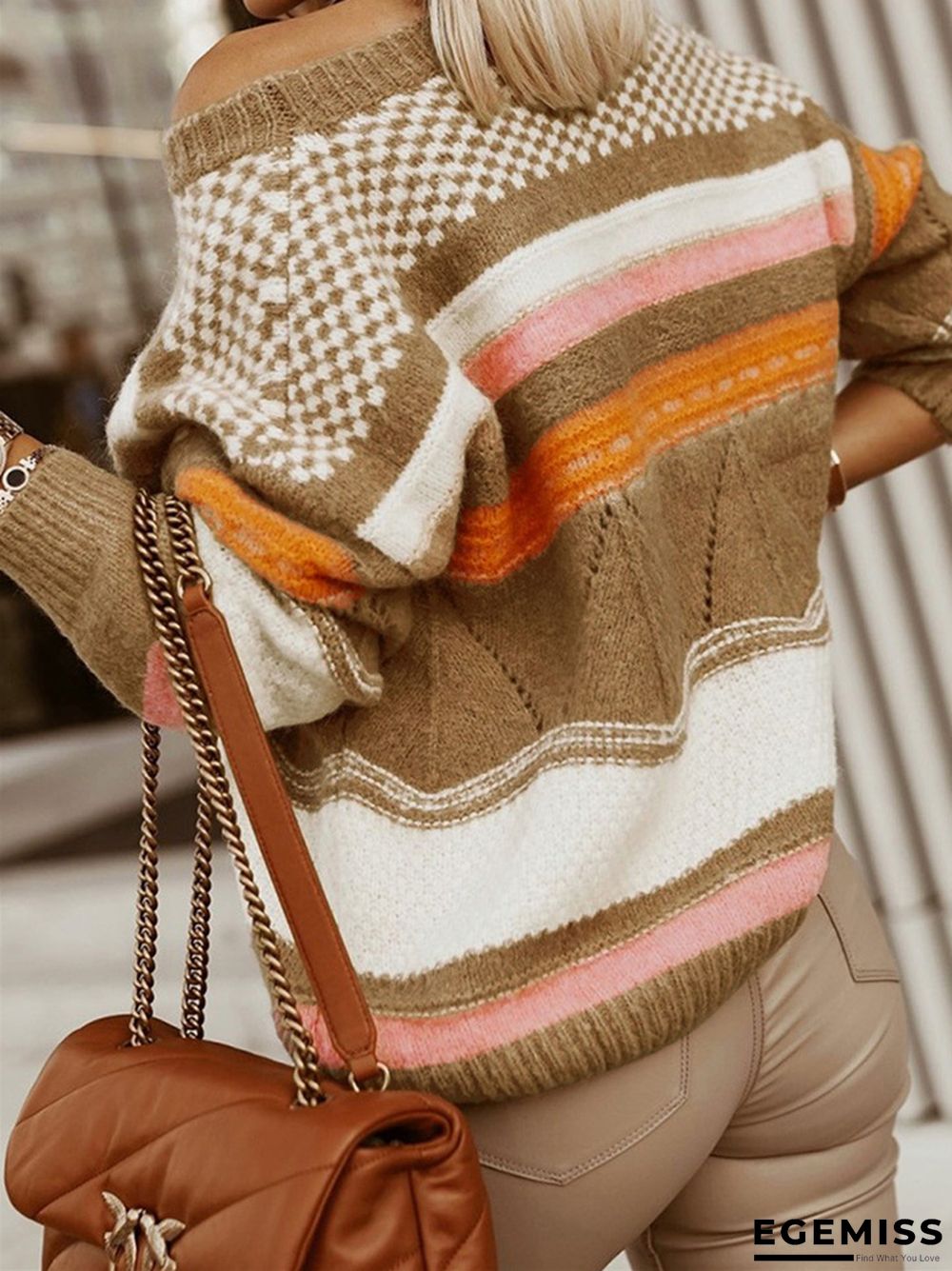 Casual Striped Multicolor Pullover Sweater | EGEMISS