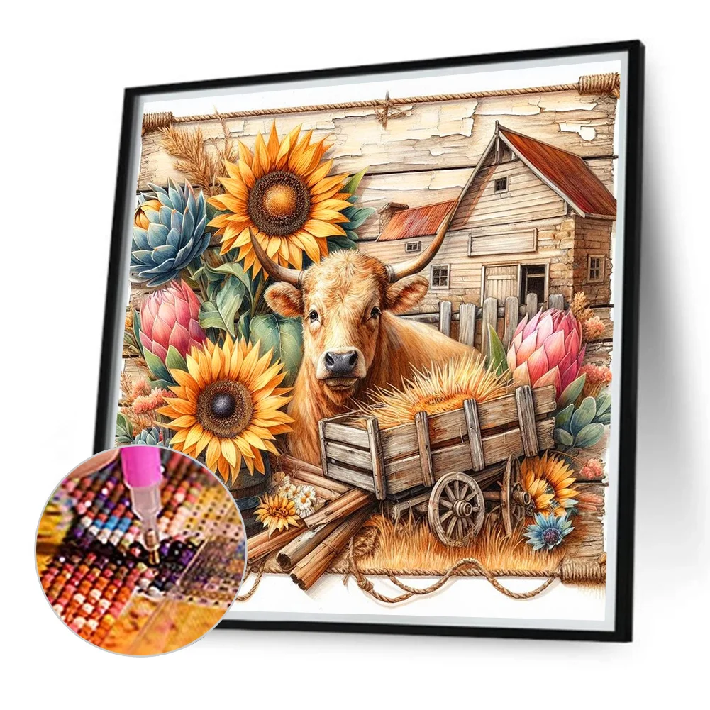 Diamond Painting - Full Round Drill - Farm Cows(Canvas|40*40cm)