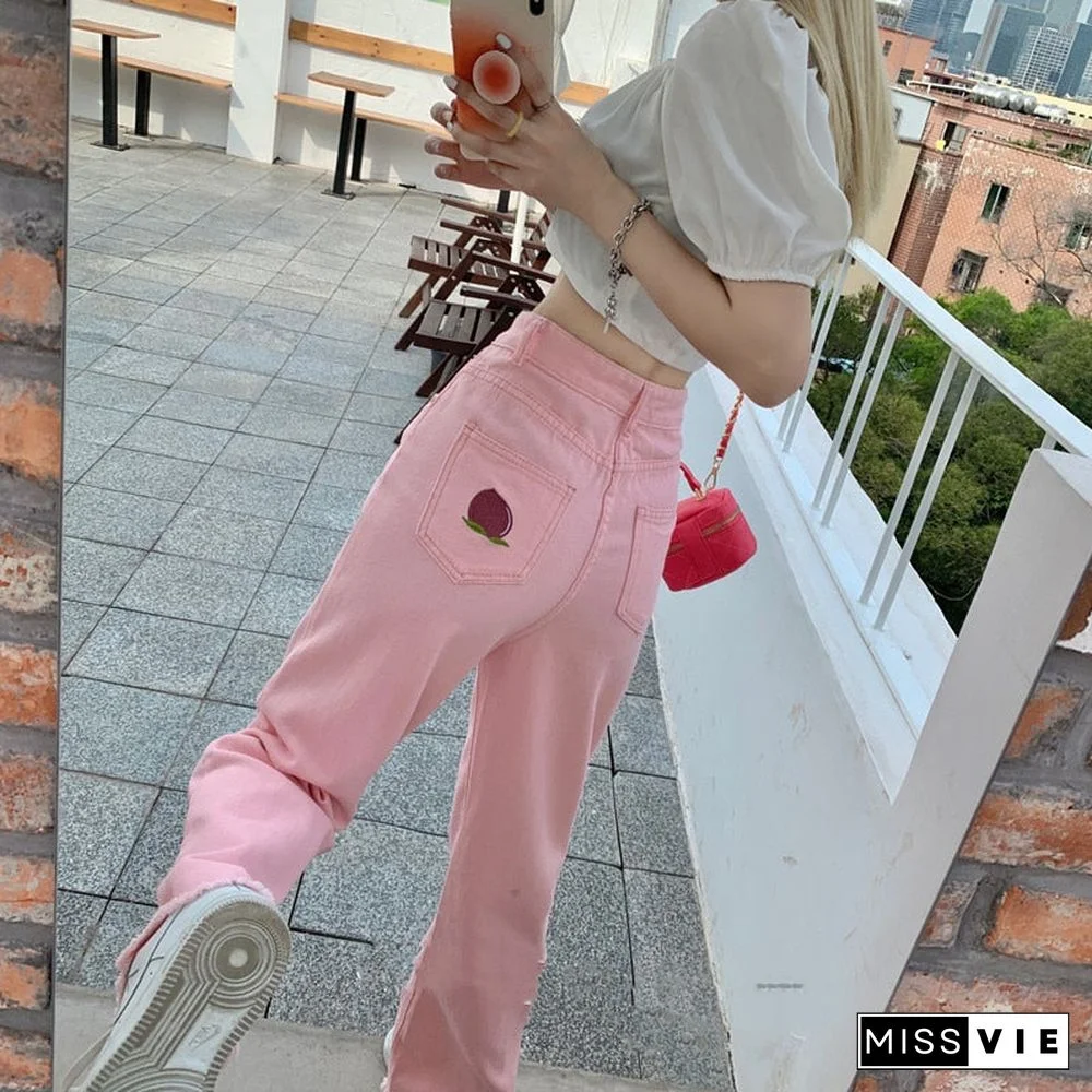 Woman Jeans High Waist Clothes Wide Leg Denim Clothing Blue Streetwear Vintage Quality Fashion Harajuku Straight Pants