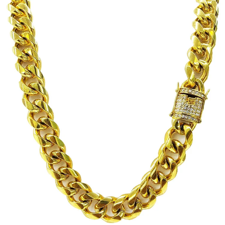 14MM 18K Gold/Silver Plated Miami Cuban Chain-VESSFUL