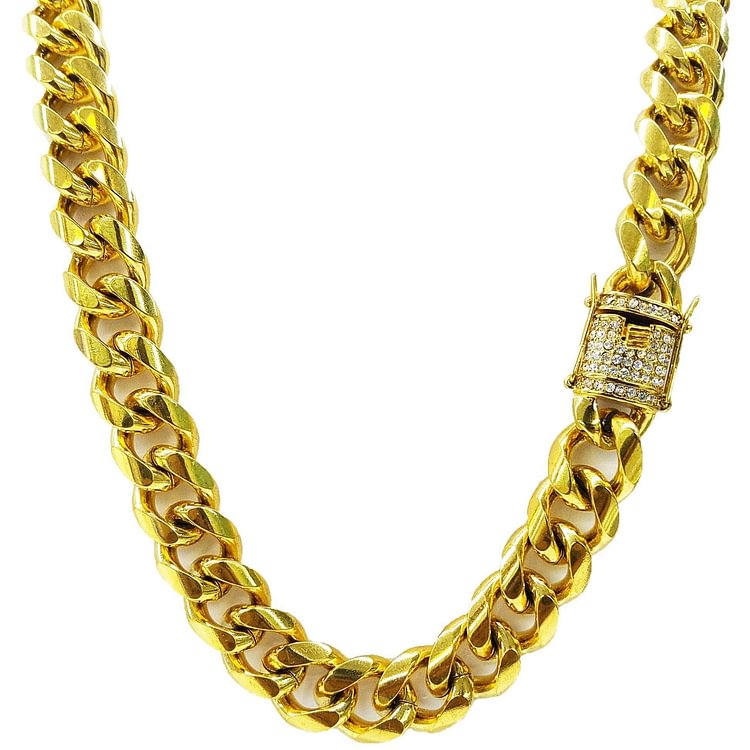 14MM 14K Gold/Silver Plated Cuban Chain With Iced Out Clasp