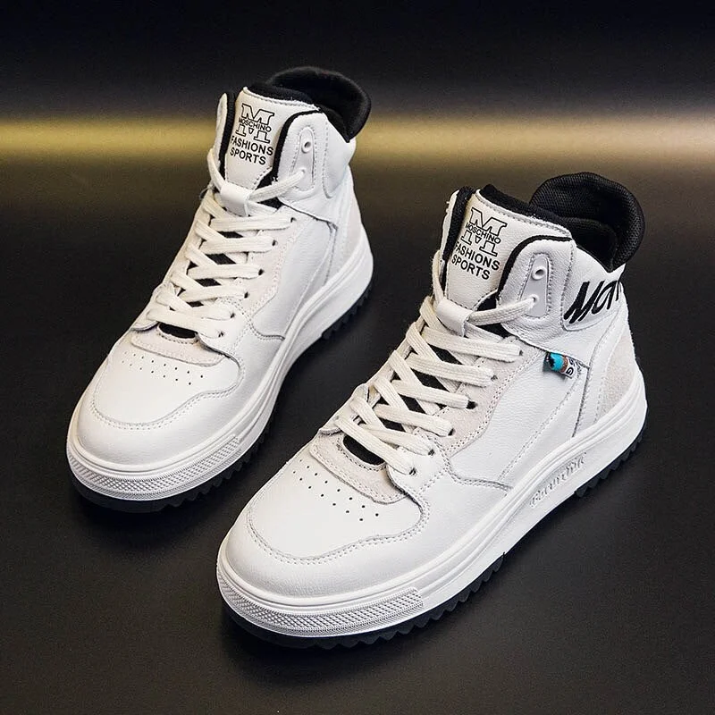 Fashion Sneakers Women Platform Motorcycle Ankle Boot Ladies Autumn Casual Shoe Leather High Top Sneaker Winter Vulcanized Shoes
