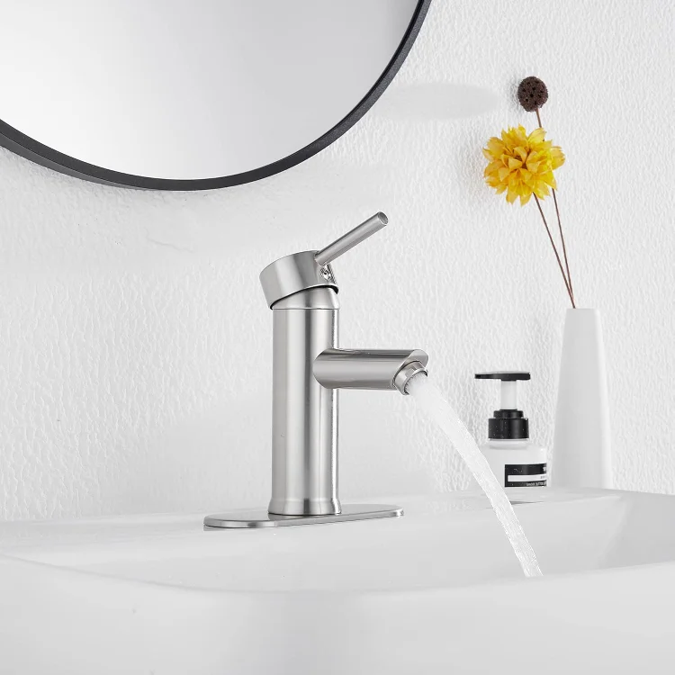 Single Handle 1 Hole Bathroom Sink Faucet Matching Pop Up Drain with Overflow Washingroom Faucet Bathroom Vantity Faucet
