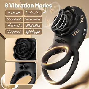 2.0 Version Clit Stmulator & Vibrating Penis Ring Rose Toy For Couples