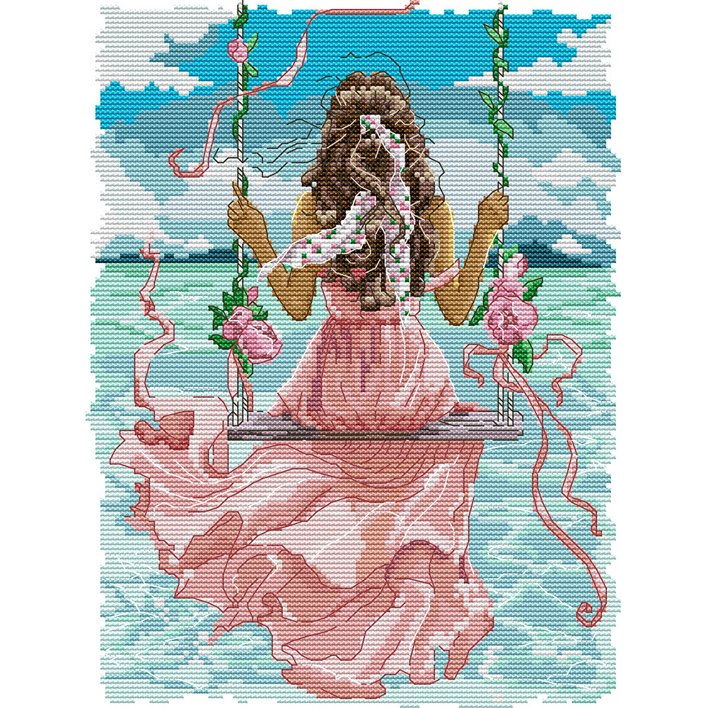 Sea Girl Partial 14CT Counted Canvas(27*34cm) Cross Stitch(backstitch)