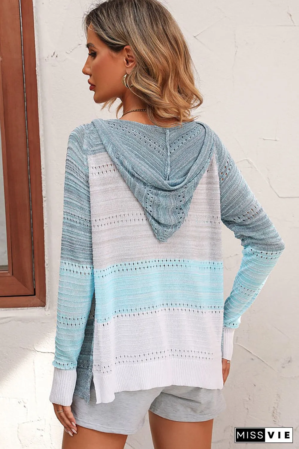 Knitting Hoodie Zipper Casual Tops
