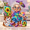 (Grandma)DIY Pearl Diamond Painting Acrylic Stand, Christmas Double-Sided Printed Tabletop Decoration, Special Shaped Diamond Art Craft Kit for Home Decor
