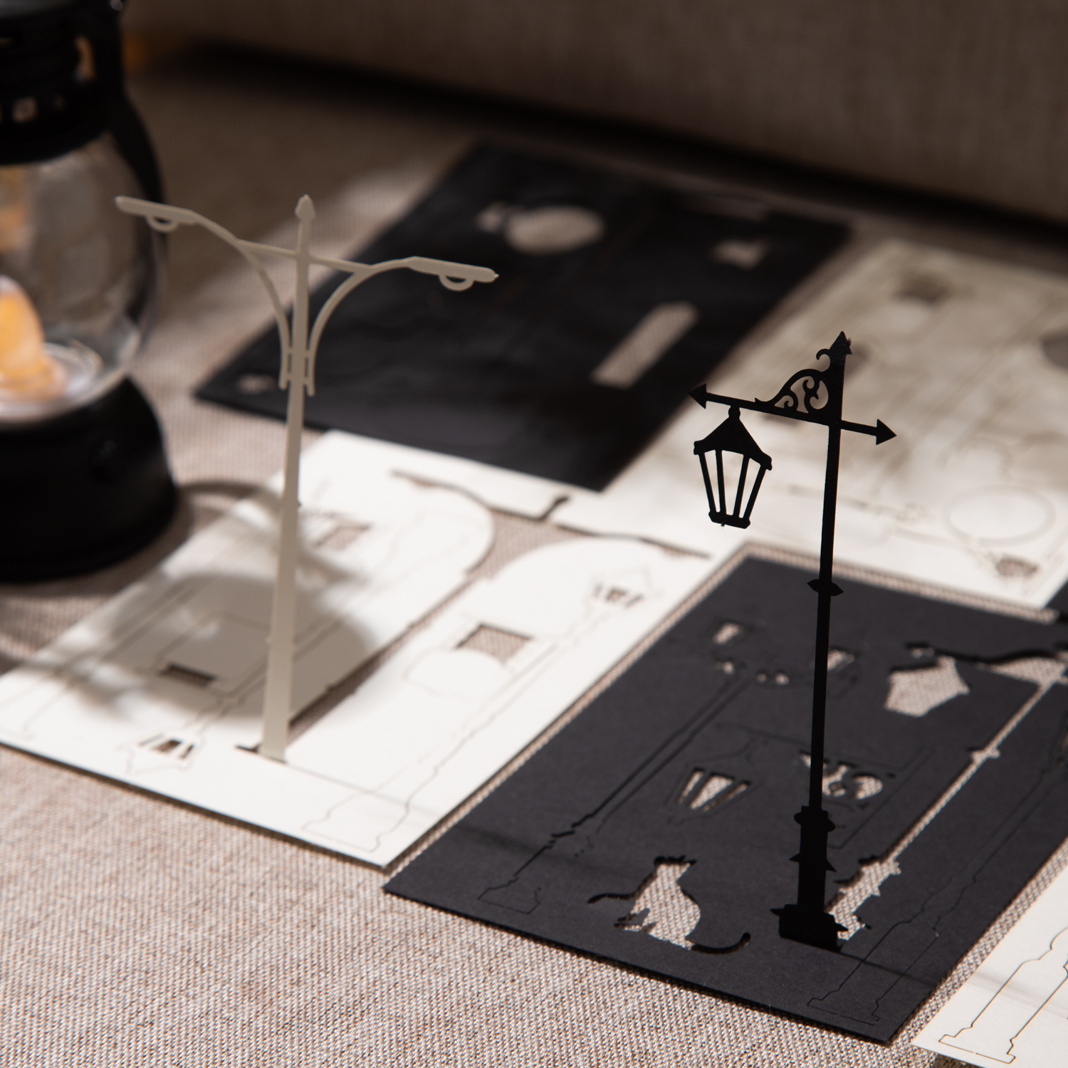 소재 종이 - 가로등 시리즈 빈티지 조명 홀로우 풍경