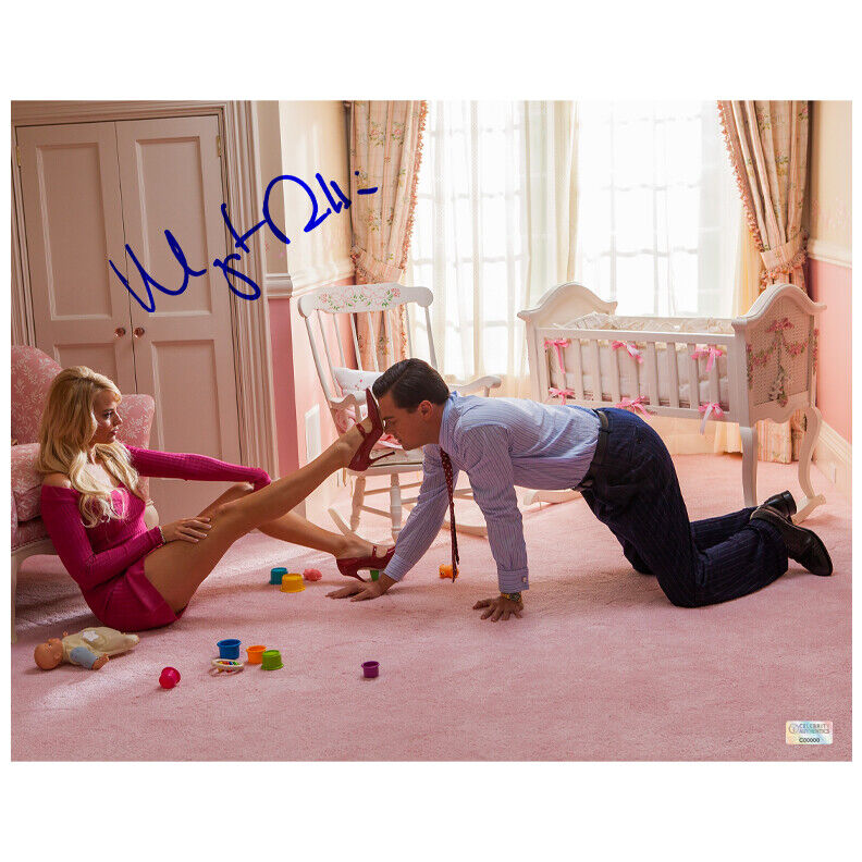 Margot Robbie Autographed Wolf of Wall Street 11x14 Photo Poster painting with Leonardo DiCaprio