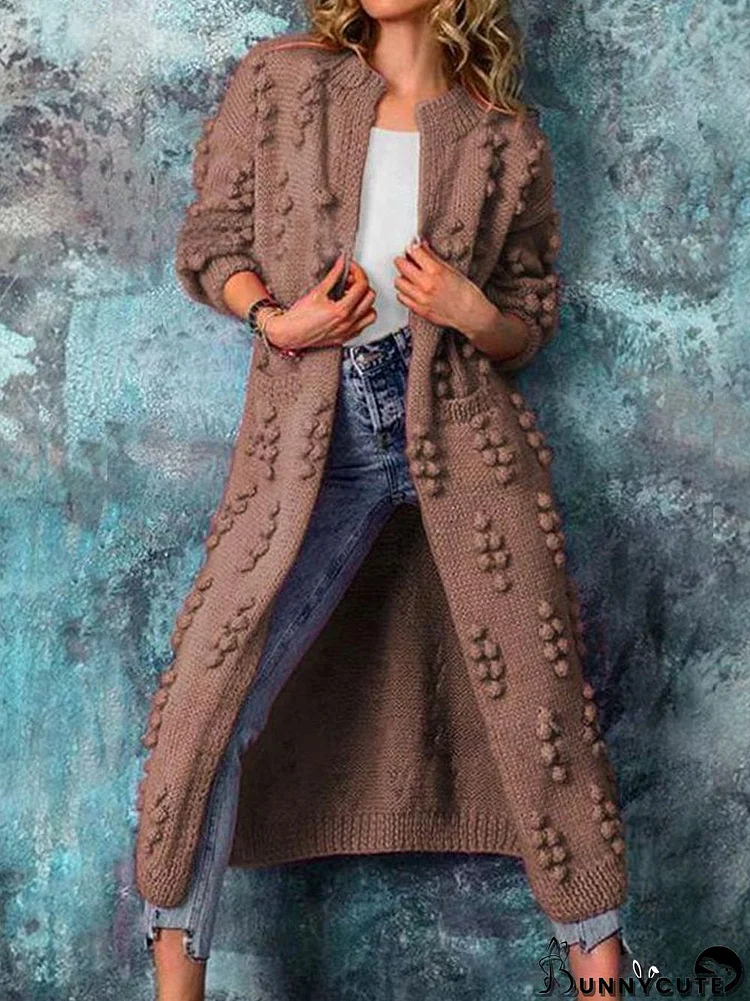Solid Color Mid-Length Sweater Cardigan