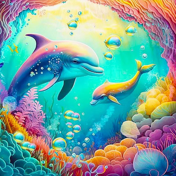 Dolphins 30*30CM(Canvas) Full Round Drill Diamond Painting gbfke