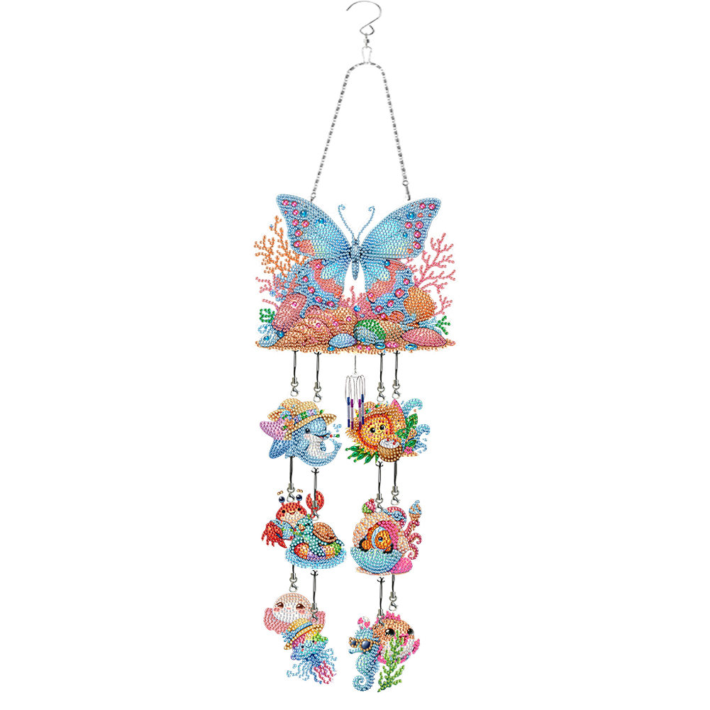 Butterfly Wind Chime Diamond Painting Hanging Pendant Crystal Hanging Wall Decor