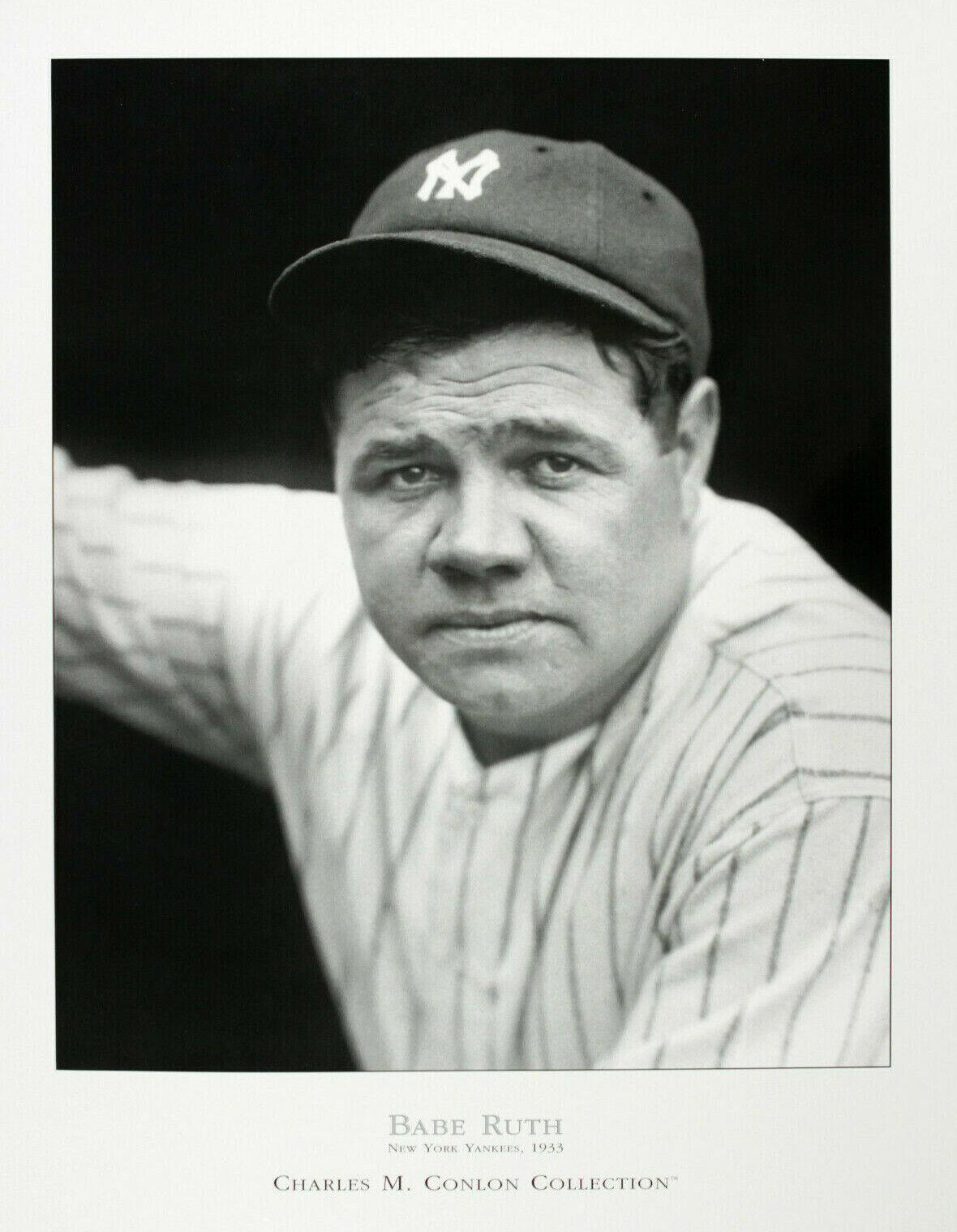 1990S BABE RUTH NEW YORK YANKEES 22X28 Photo Poster paintingGRAPH POSTER CONLON COLLECTION COA