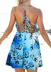 Floral Cut Out Wrap Open Back Mini Dress