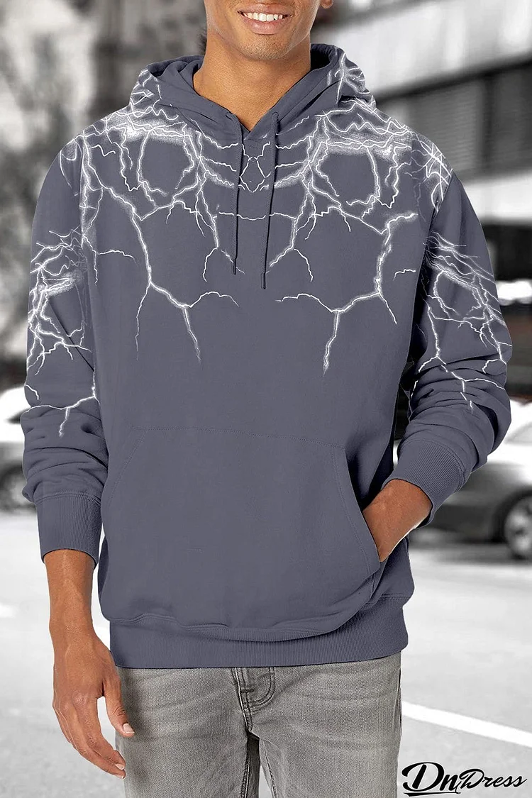 Lightning Men's Hooded Sweatshirt with Kangaroo Pocket