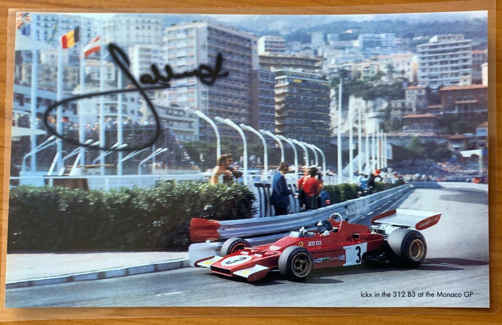 Jacky Ickx Ferrari 312 B3 Monaco Grand Prix 1973 Hand Signed Autograph Formula 1