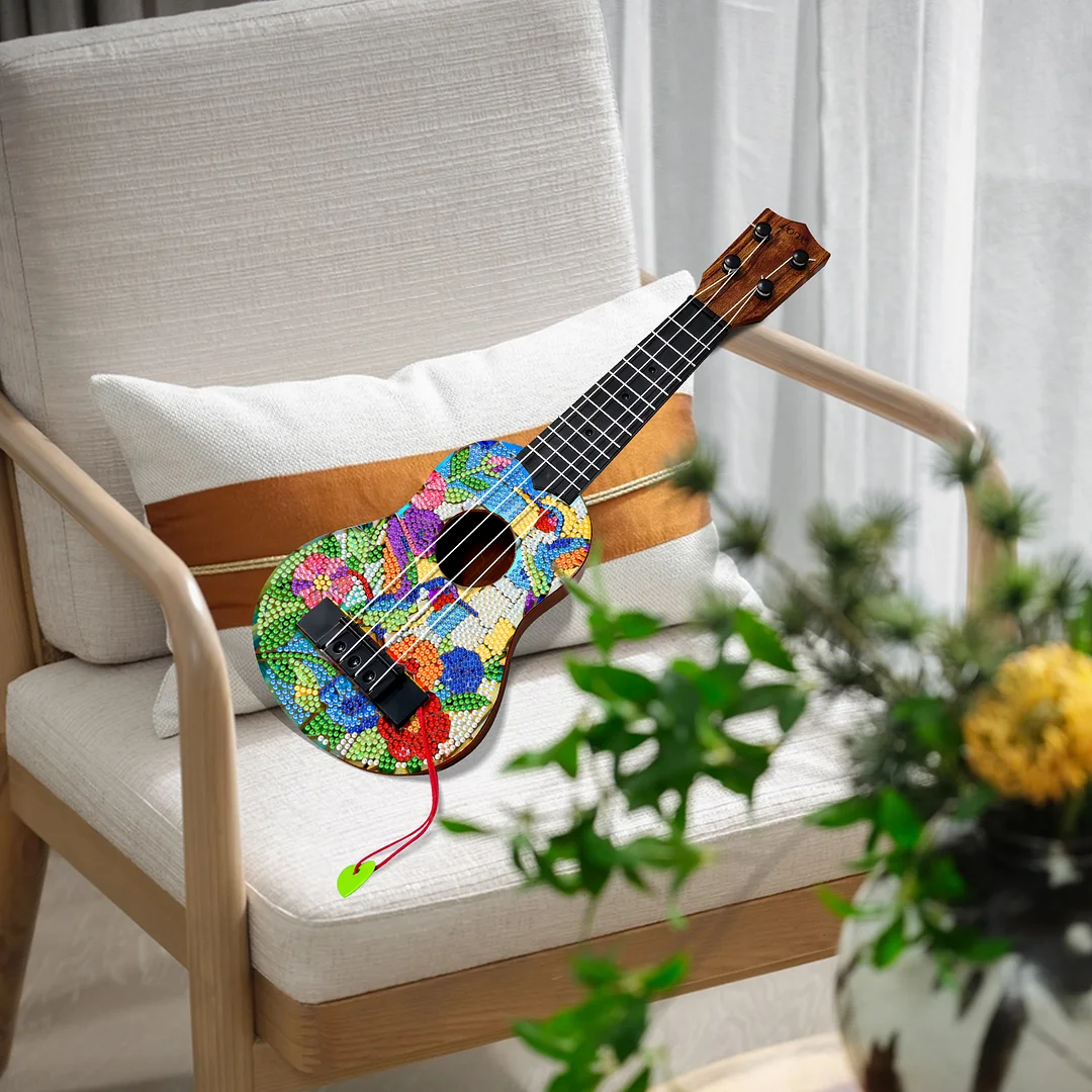 DIY Wooden Guitar Diamond Art Ornament Unique Gifts for Musicians (Hummingbird)