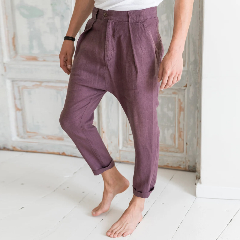 Men's Drop Crotch Linen Pants