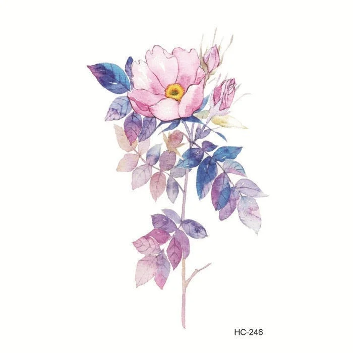 Waterproof Temporary Tattoo Sticker Rose Flower Leaf Letter Black Small Body Art Flash Tatoo Fake Tatto for Kids Girl Men Women