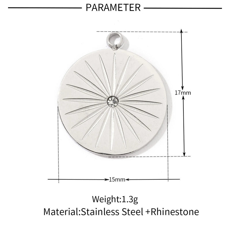 3 PCS/Package Titanium Steel Rhinestones Solid Color Jewelry Accessories Pendant