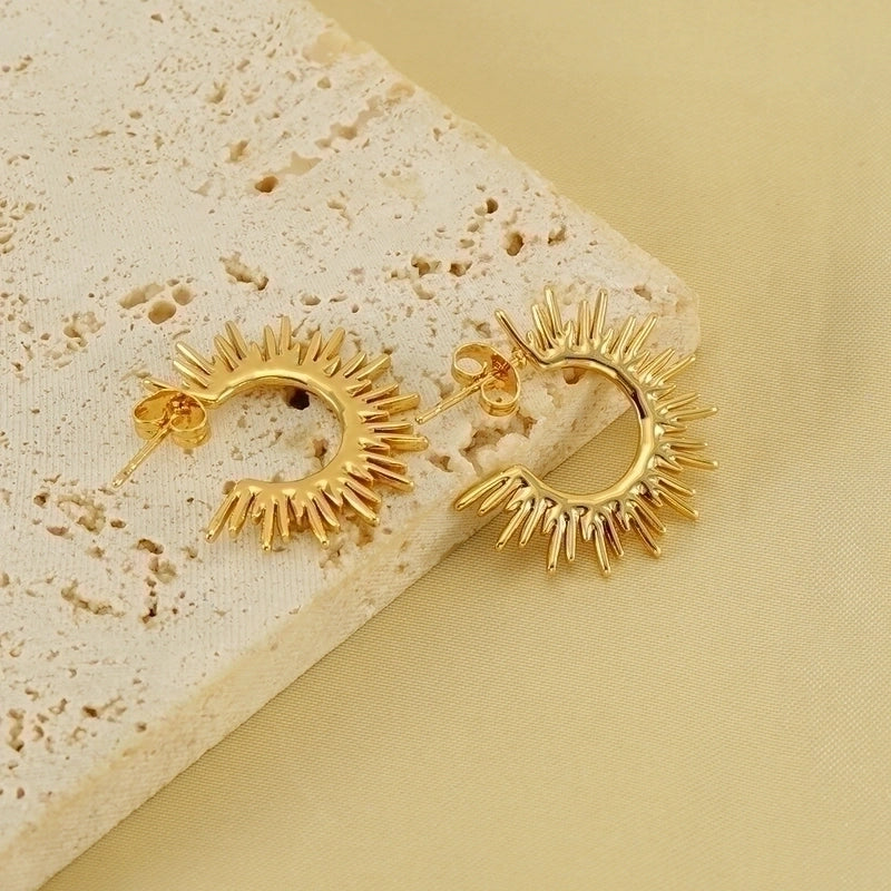 1 Pair Elegant Solid Color Plating Stainless Steel Titanium Steel 18K Gold Plated Ear Studs