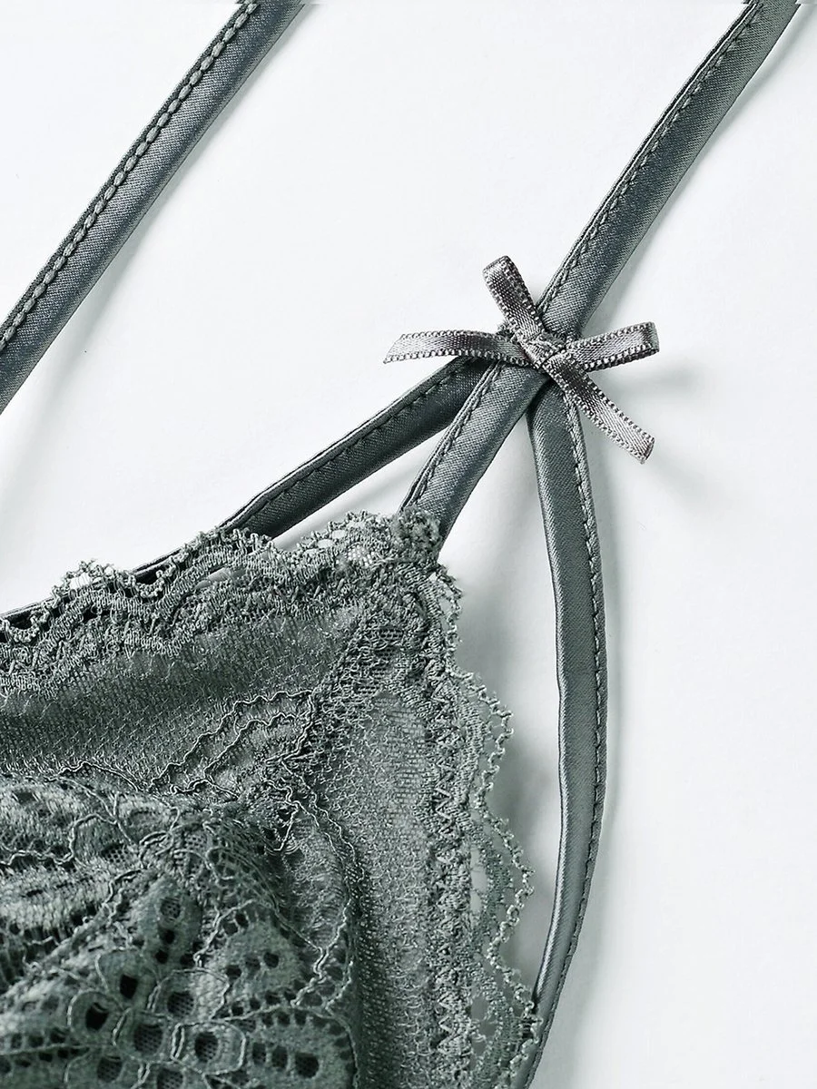 French sexy triangle cup underwear set without steel ring