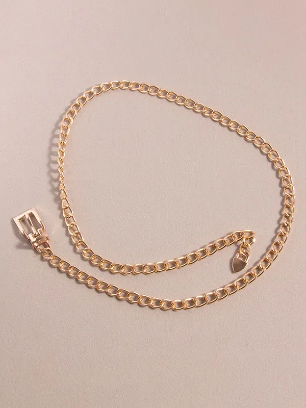 Buckle Chains Solid Color Belts