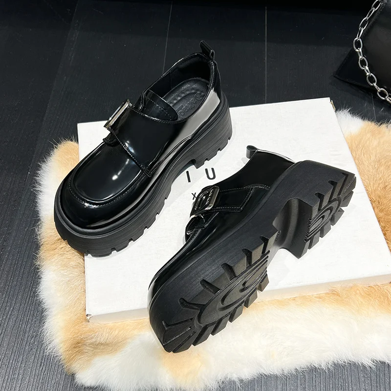 Tanguoant Tanguoant New Shallow Mouth Light Low Love Shoes British Style Student Single Shoes Korean Version Of Thick Thick Heel Small Leather Shoes Woman